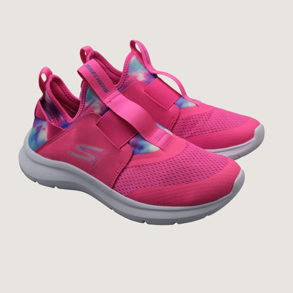 Skechers 303508L Slip On Sneaker 5.5 Pink Tie Dye Mesh Athletic Walking